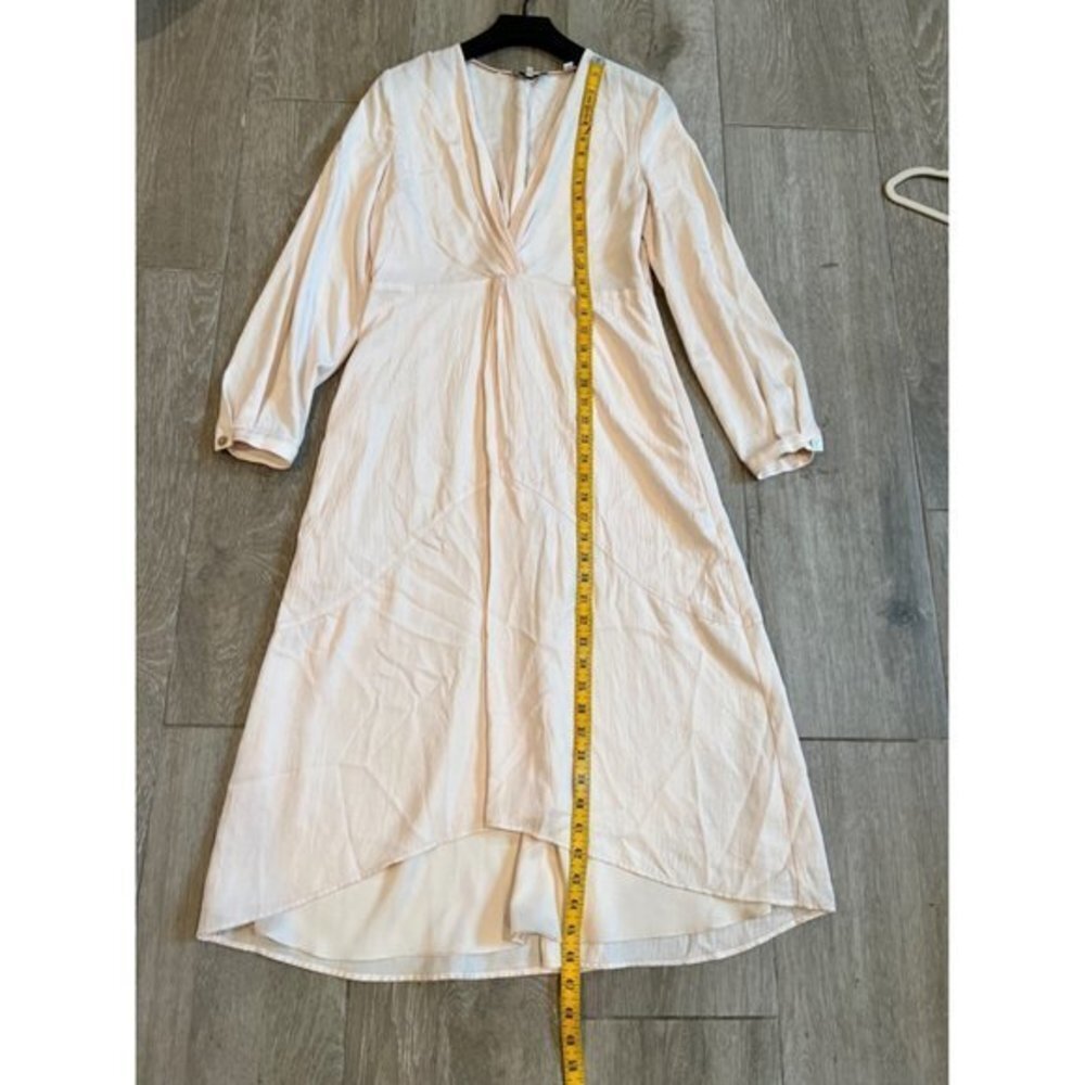 Vince Twist Drape Long Sleeve Dress in Oat Blush Size 6 - Picture 7 of 11